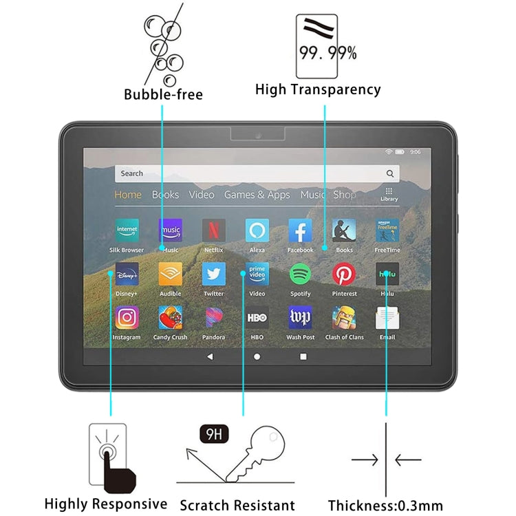 2 PCS 9H 2.5D Explosion-proof Tempered Tablet Glass Film For Amazon Kindle Fire HD 8 2020 / 2022