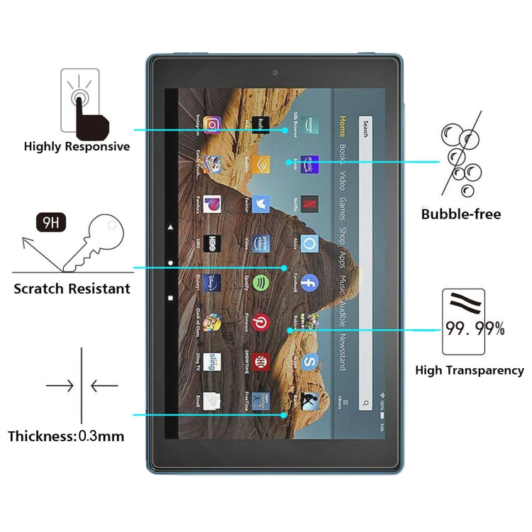 2 PCS 9H 2.5D Explosion-proof Tempered Tablet Glass Film For Amazon Kindle Fire HD 10 2019