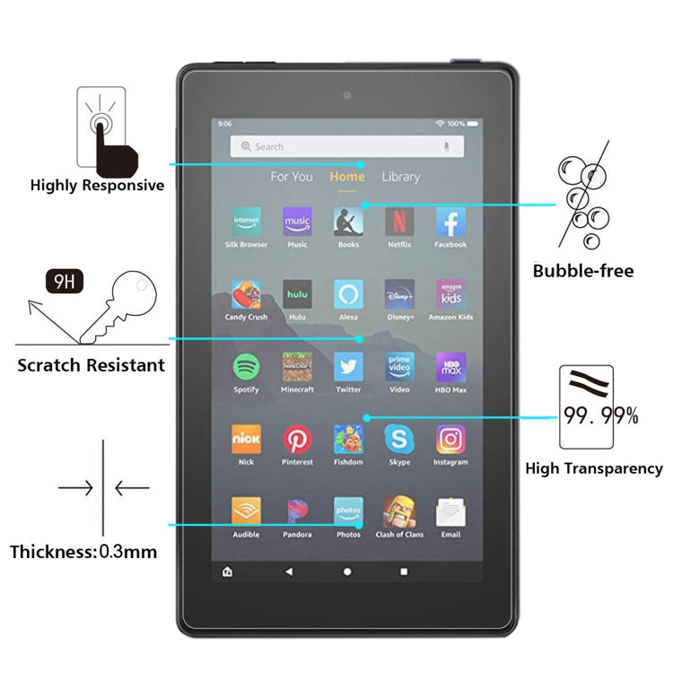 2 PCS 9H 2.5D Explosion-proof Tempered Tablet Glass Film For Amazon Kindle Fire 7 2019