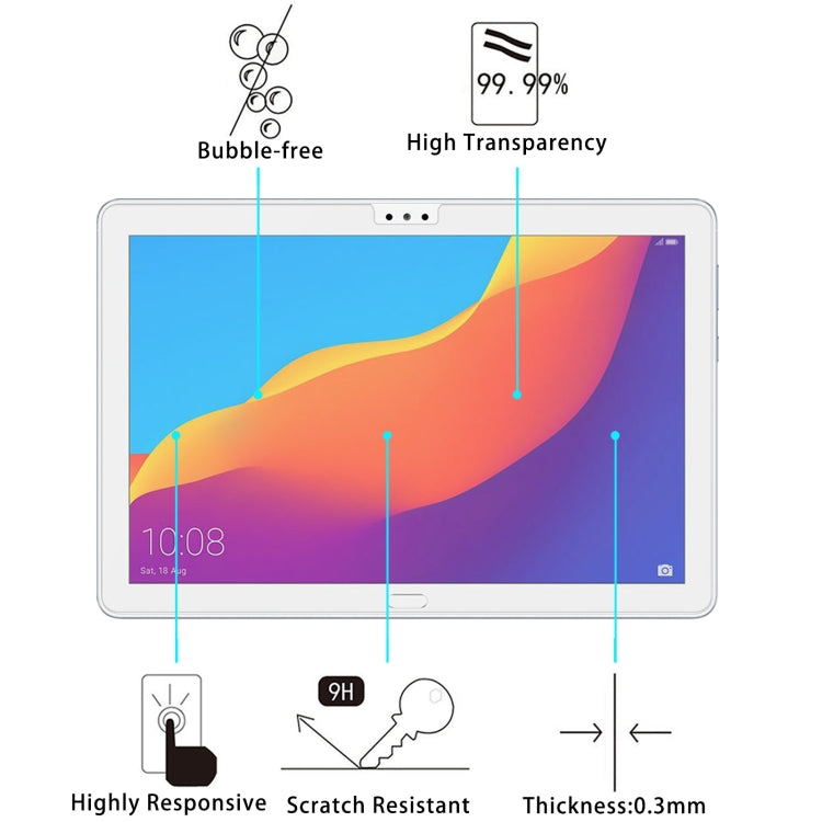 2 PCS 9H 2.5D Explosion-proof Tempered Tablet Glass Film For Honor Pad 5 10.1