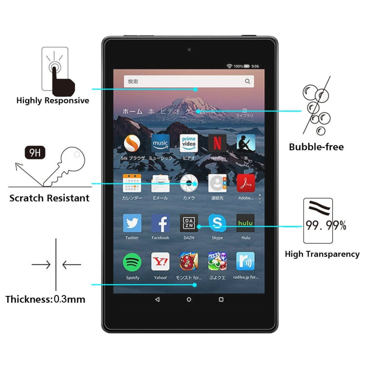 2 PCS 9H 2.5D Explosion-proof Tempered Tablet Glass Film For Amazon Kindle Fire HD 8 2018