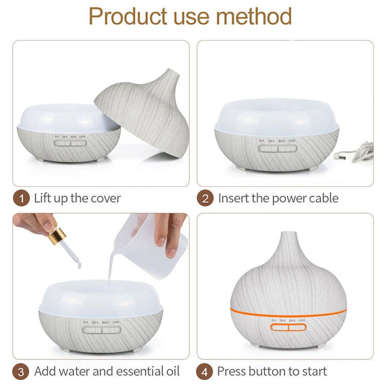 USB 400ml Wood Texture Fragrance Machine Pointed Mouth Humidifier Automatic Alcohol Sprayer with Colorful LED Light