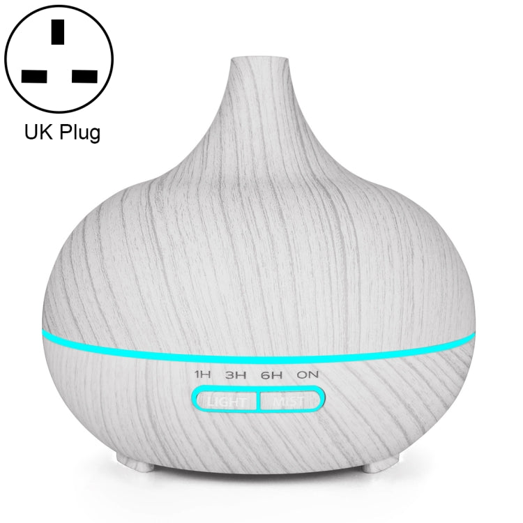 400ml Wood Texture Fragrance Machine Pointed Mouth Humidifier Automatic Alcohol Sprayer with Colorful LED Light, Plug Specification:UK Plug