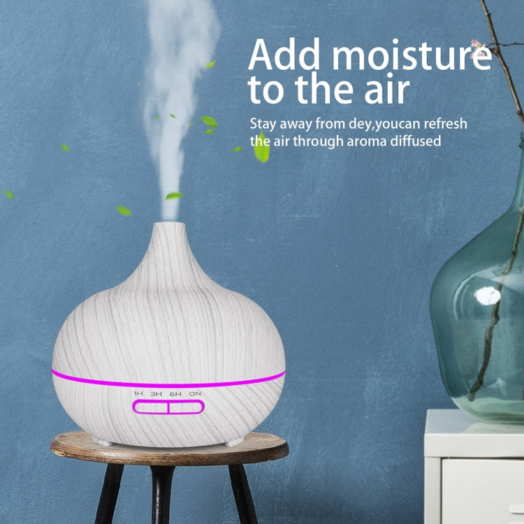 USB 400ml Wood Texture Fragrance Machine Pointed Mouth Humidifier Automatic Alcohol Sprayer with Colorful LED Light & Remote Control