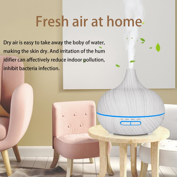 USB 400ml Wood Texture Fragrance Machine Pointed Mouth Humidifier Automatic Alcohol Sprayer with Colorful LED Light & Remote Control