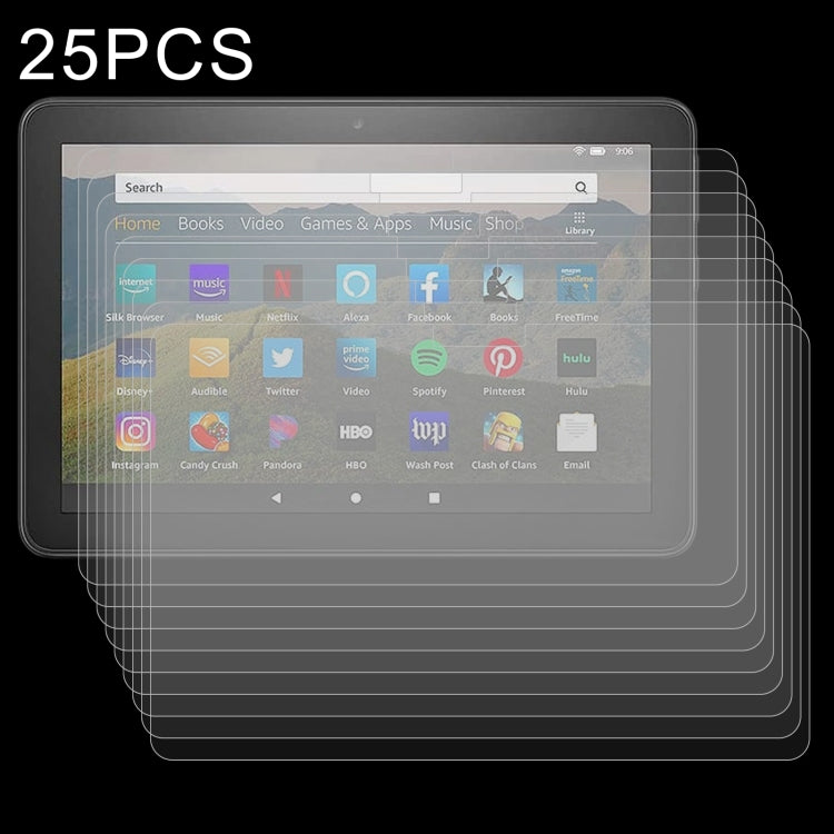 25 PCS 9H 2.5D Explosion-proof Tempered Tablet Glass Film For Amazon Kindle Fire HD 8 2020 / 2022