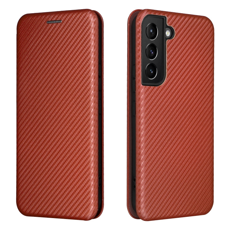 For Samsung Galaxy S22 Carbon Fiber Texture Horizontal Flip Leather Phone Case