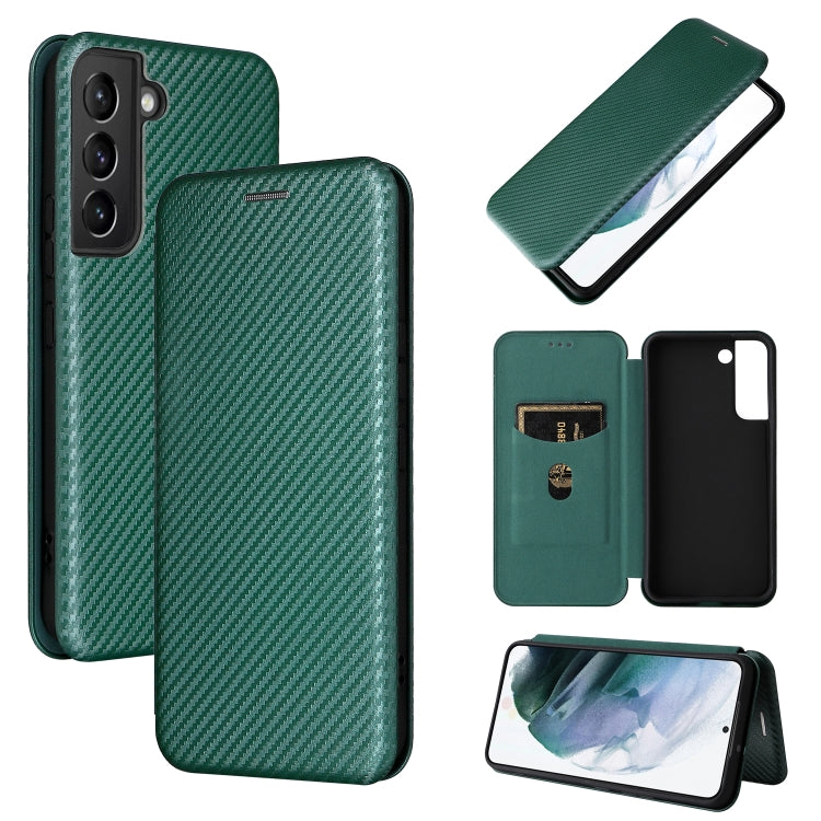 For Samsung Galaxy S22 Carbon Fiber Texture Horizontal Flip Leather Phone Case