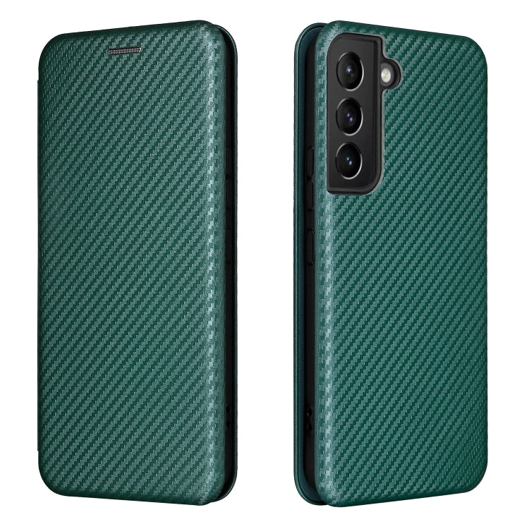 For Samsung Galaxy S22 Carbon Fiber Texture Horizontal Flip Leather Phone Case