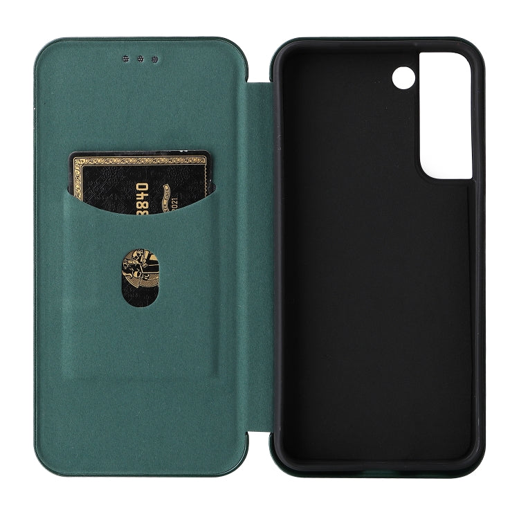 For Samsung Galaxy S22 Carbon Fiber Texture Horizontal Flip Leather Phone Case