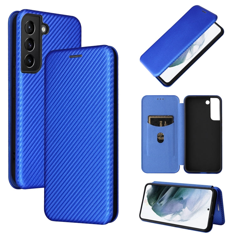 For Samsung Galaxy S22 Carbon Fiber Texture Horizontal Flip Leather Phone Case