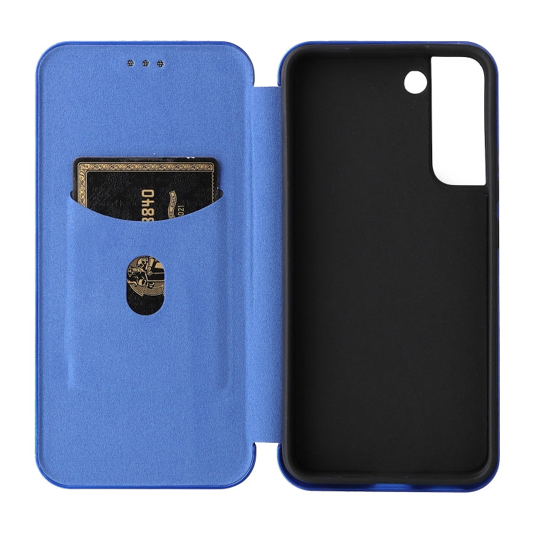For Samsung Galaxy S22 Carbon Fiber Texture Horizontal Flip Leather Phone Case