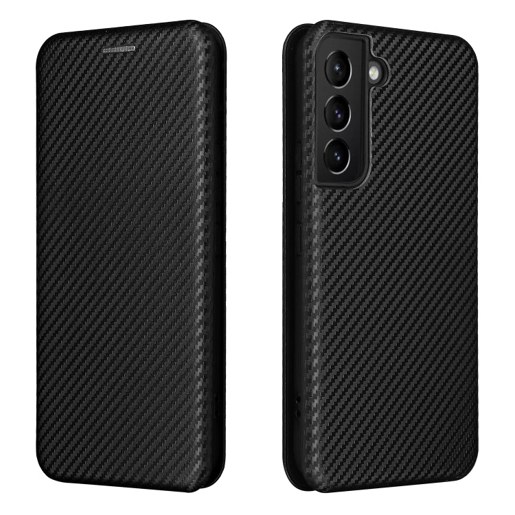 For Samsung Galaxy S22 Carbon Fiber Texture Horizontal Flip Leather Phone Case