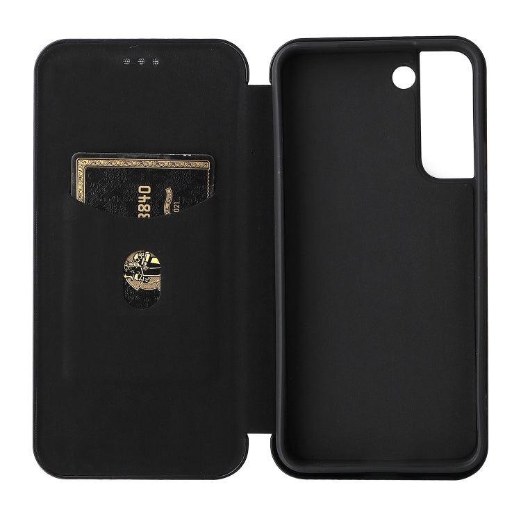 For Samsung Galaxy S22 Carbon Fiber Texture Horizontal Flip Leather Phone Case