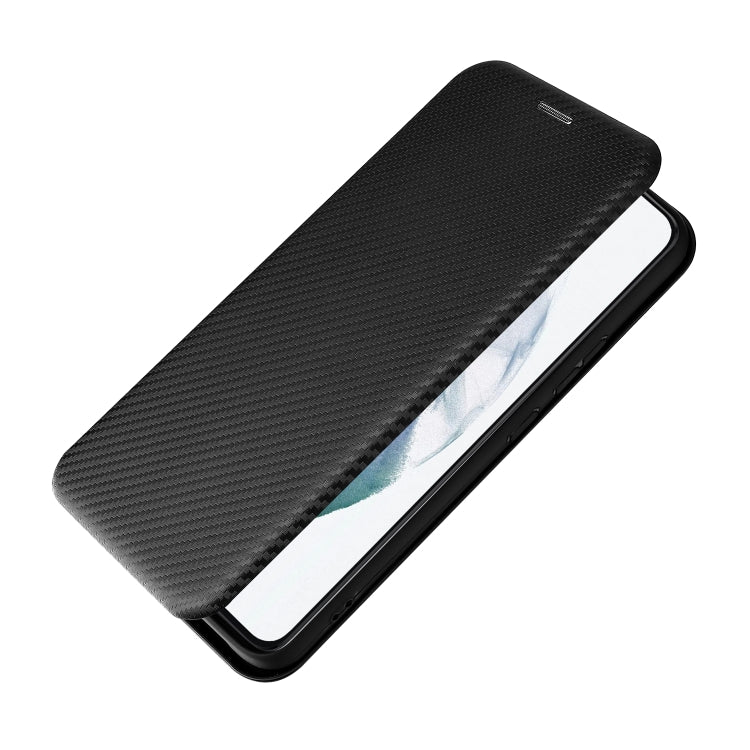 For Samsung Galaxy S22 Carbon Fiber Texture Horizontal Flip Leather Phone Case