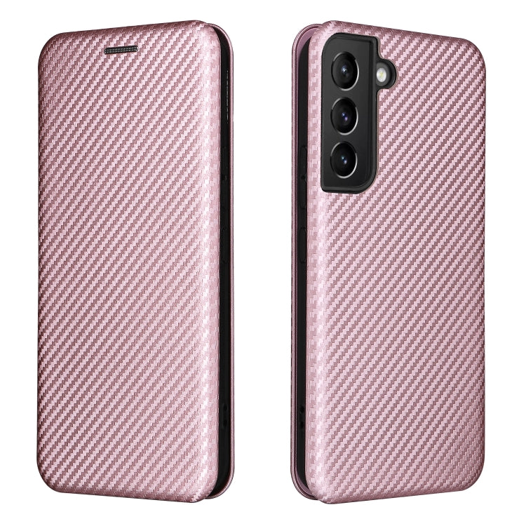 For Samsung Galaxy S22 Carbon Fiber Texture Horizontal Flip Leather Phone Case