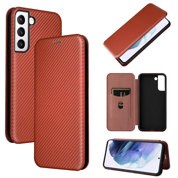For Samsung Galaxy S22+ Carbon Fiber Texture Horizontal Flip Leather Phone Case