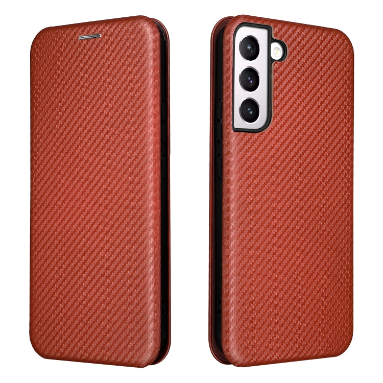 For Samsung Galaxy S22+ Carbon Fiber Texture Horizontal Flip Leather Phone Case
