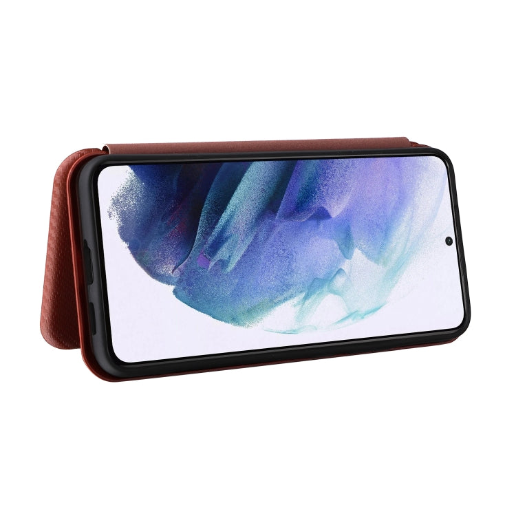 For Samsung Galaxy S22+ Carbon Fiber Texture Horizontal Flip Leather Phone Case
