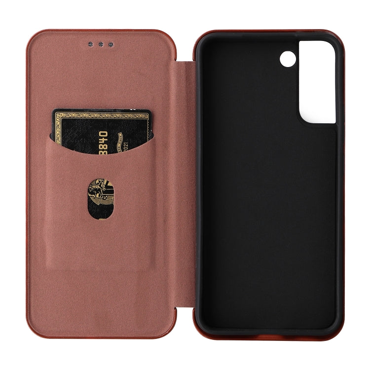 For Samsung Galaxy S22+ Carbon Fiber Texture Horizontal Flip Leather Phone Case
