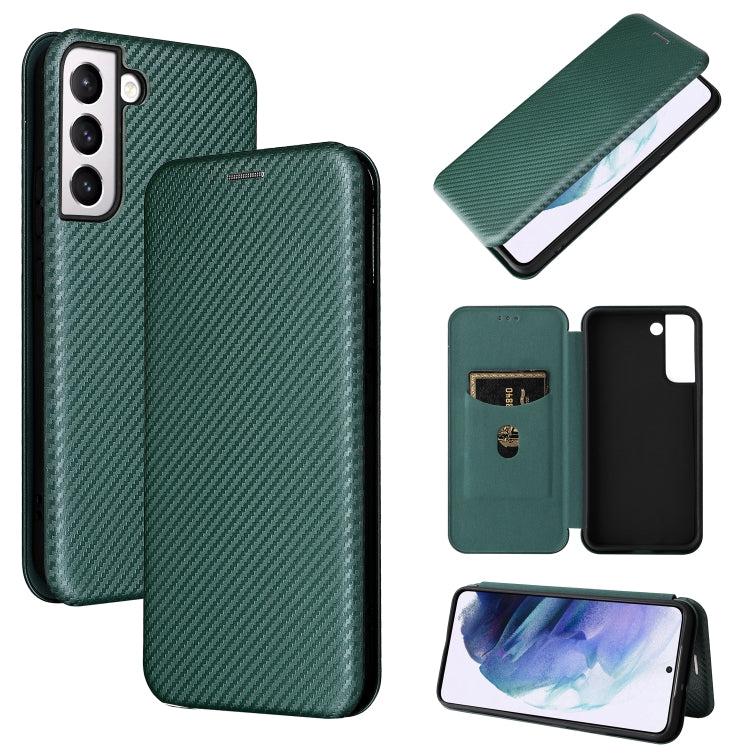 For Samsung Galaxy S22+ Carbon Fiber Texture Horizontal Flip Leather Phone Case