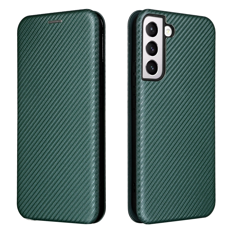 For Samsung Galaxy S22+ Carbon Fiber Texture Horizontal Flip Leather Phone Case