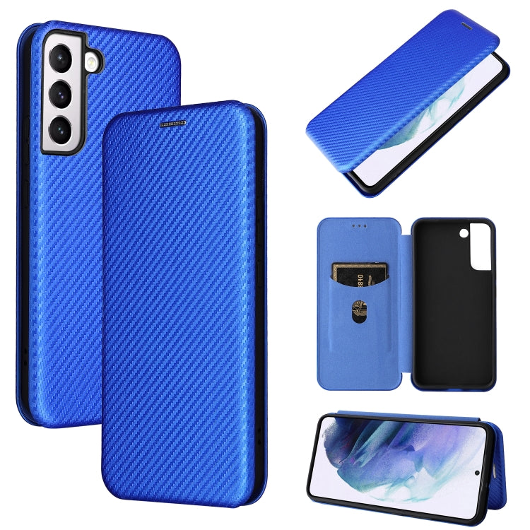 For Samsung Galaxy S22+ Carbon Fiber Texture Horizontal Flip Leather Phone Case