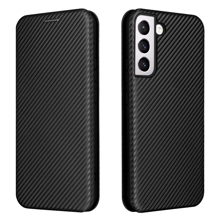 For Samsung Galaxy S22+ Carbon Fiber Texture Horizontal Flip Leather Phone Case