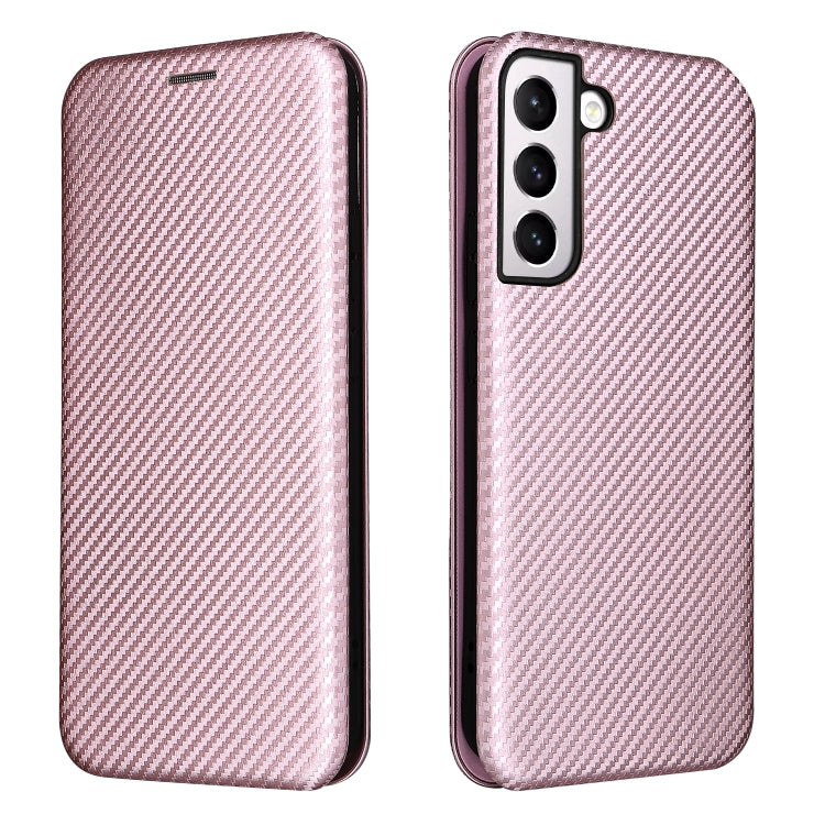 For Samsung Galaxy S22+ Carbon Fiber Texture Horizontal Flip Leather Phone Case