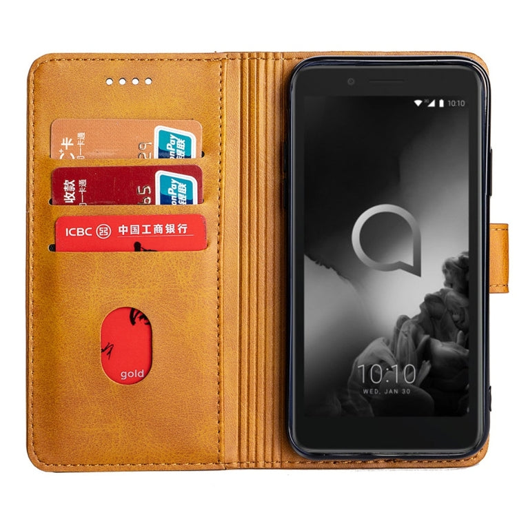 For Alcatel 1C (2019) Calfskin Texture Horizontal Flip Leather Case with Holder & Card Slots