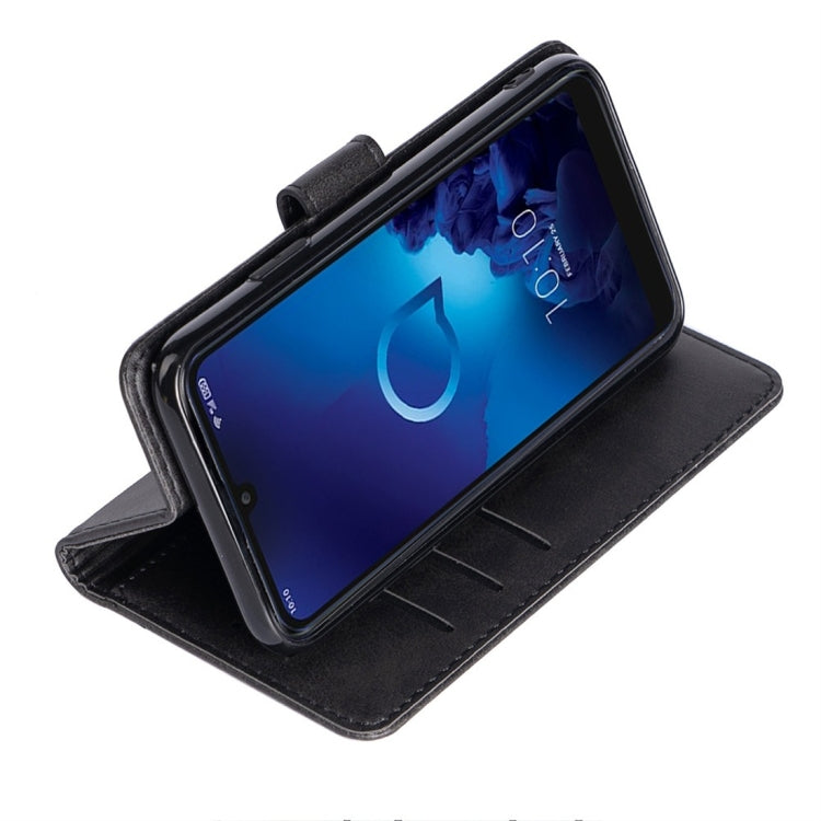 For Alcatel 3L (2019) Calfskin Texture Horizontal Flip Leather Case with Holder & Card Slots