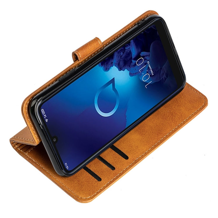 For Alcatel 3L (2019) Calfskin Texture Horizontal Flip Leather Case with Holder & Card Slots
