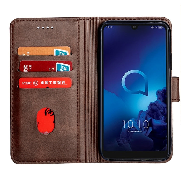 For Alcatel 3L (2019) Calfskin Texture Horizontal Flip Leather Case with Holder & Card Slots