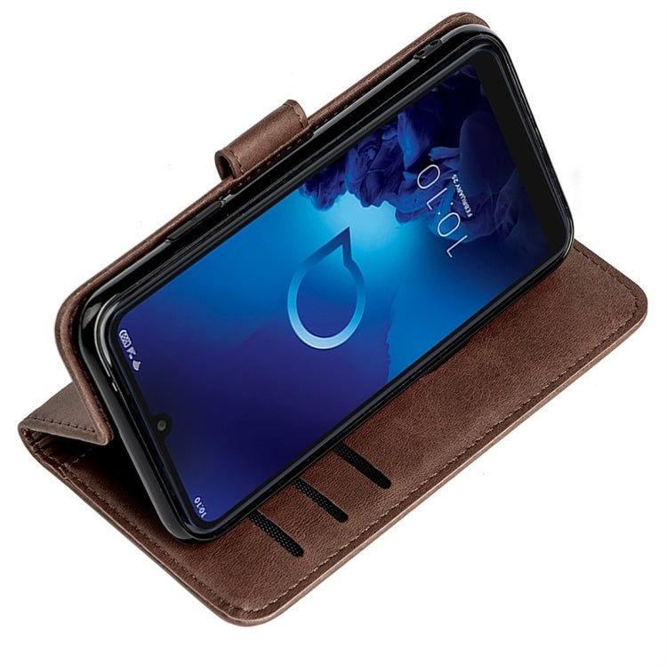 For Alcatel 3L (2019) Calfskin Texture Horizontal Flip Leather Case with Holder & Card Slots