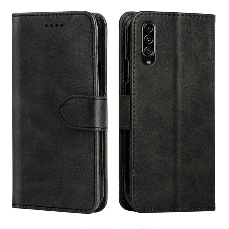 For Galaxy A90 5G Calfskin Texture Horizontal Flip Leather Case with Holder & Card Slots