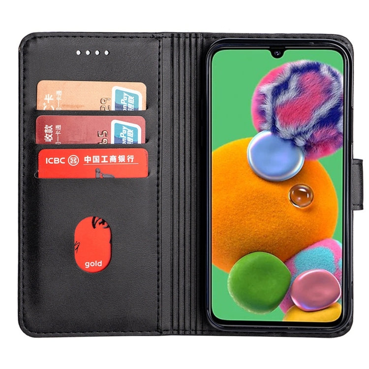 For Galaxy A90 5G Calfskin Texture Horizontal Flip Leather Case with Holder & Card Slots