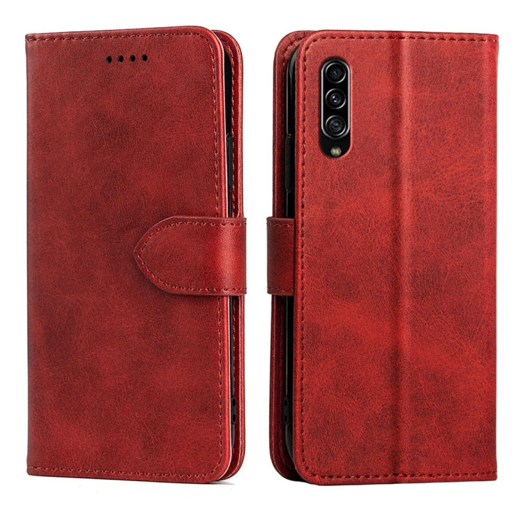 For Galaxy A90 5G Calfskin Texture Horizontal Flip Leather Case with Holder & Card Slots