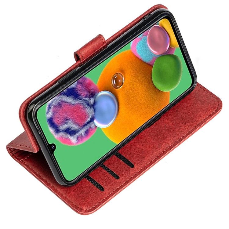 For Galaxy A90 5G Calfskin Texture Horizontal Flip Leather Case with Holder & Card Slots