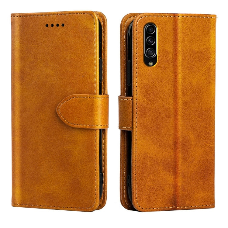 For Galaxy A90 5G Calfskin Texture Horizontal Flip Leather Case with Holder & Card Slots