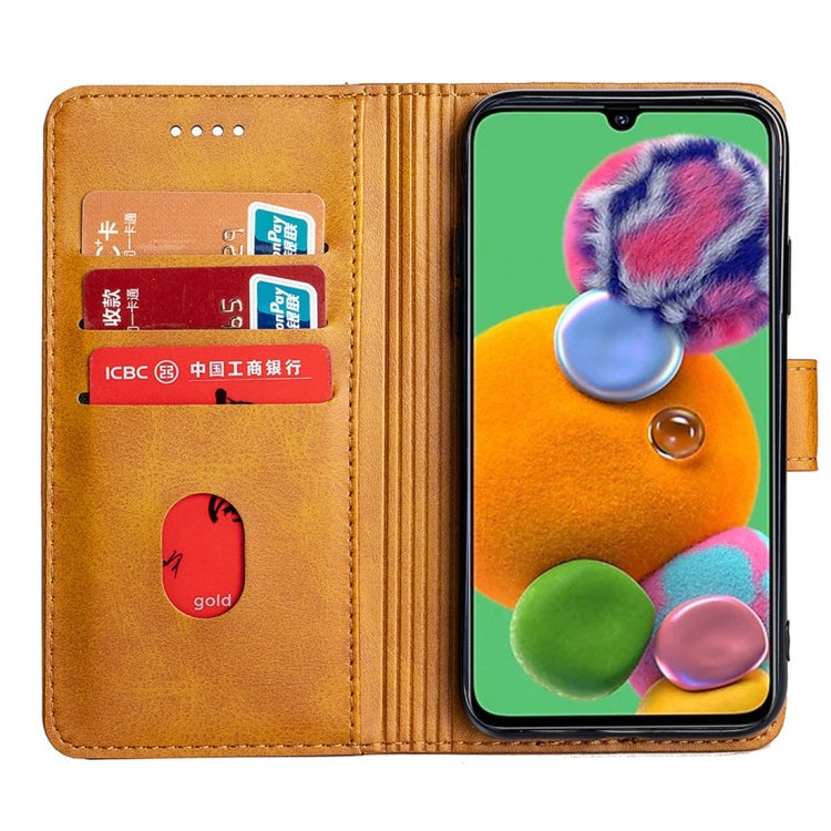 For Galaxy A90 5G Calfskin Texture Horizontal Flip Leather Case with Holder & Card Slots