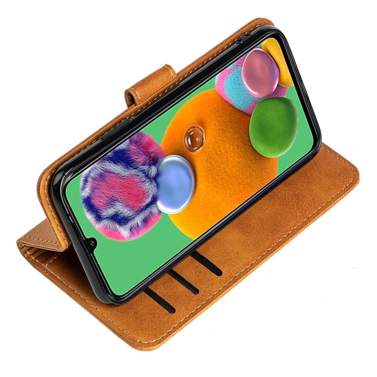 For Galaxy A90 5G Calfskin Texture Horizontal Flip Leather Case with Holder & Card Slots