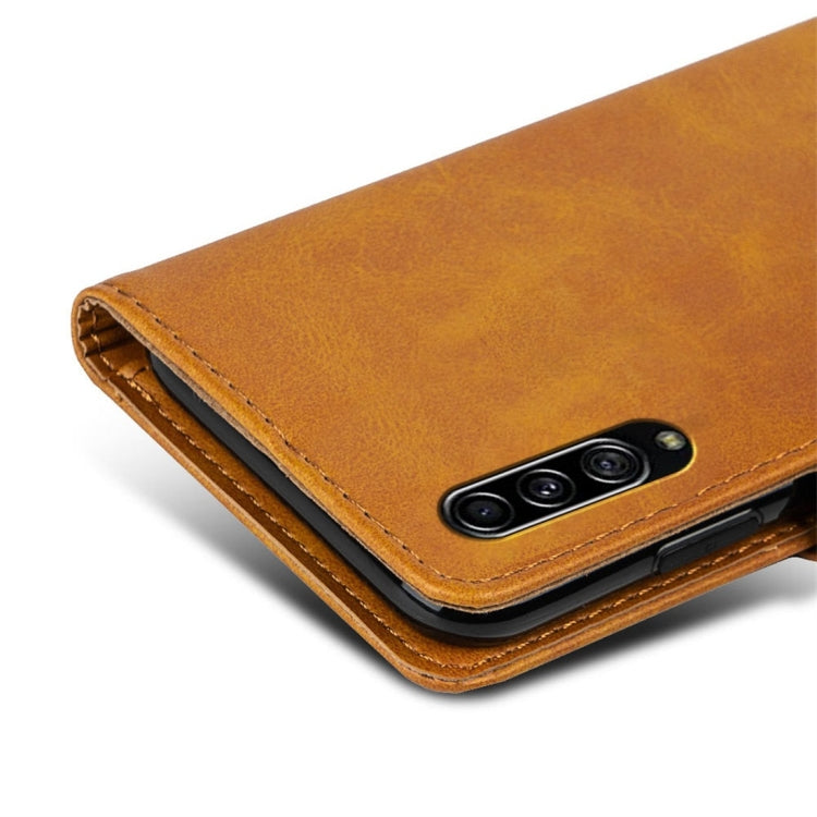 For Galaxy A90 5G Calfskin Texture Horizontal Flip Leather Case with Holder & Card Slots