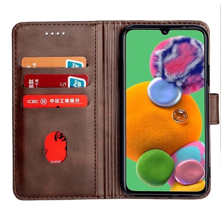 For Galaxy A90 5G Calfskin Texture Horizontal Flip Leather Case with Holder & Card Slots
