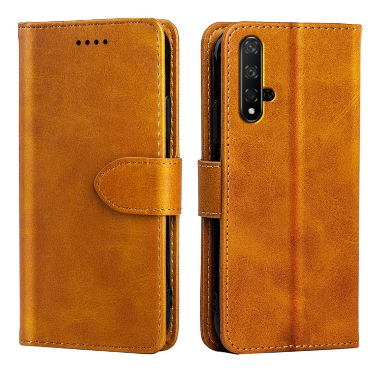 For Huawei Honor 20 Calfskin Texture Horizontal Flip Leather Case with Holder & Card Slots