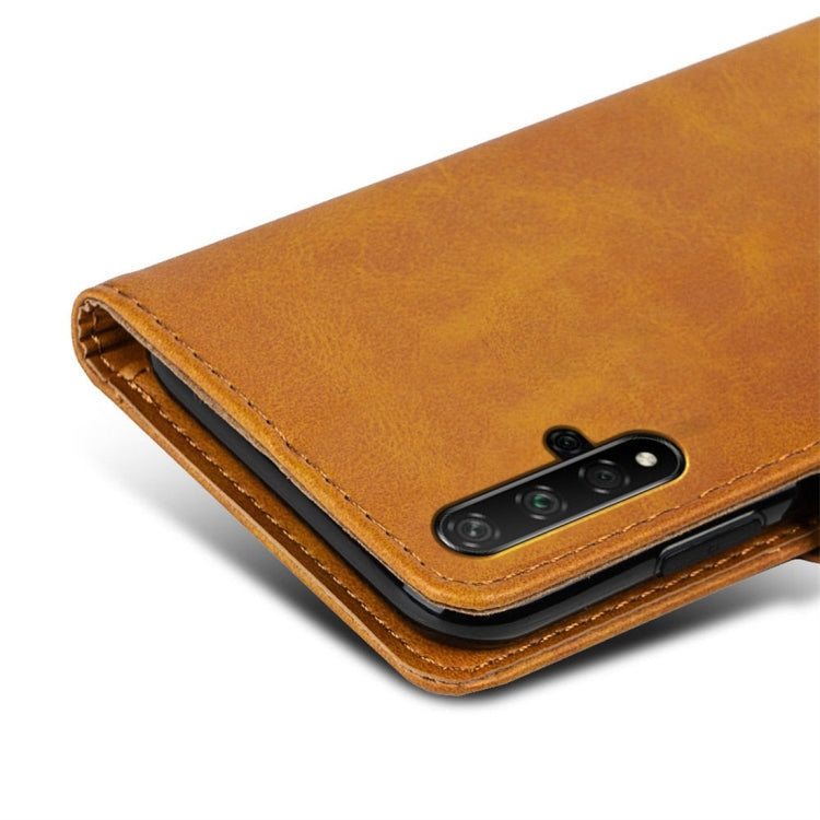 For Huawei Honor 20 Calfskin Texture Horizontal Flip Leather Case with Holder & Card Slots