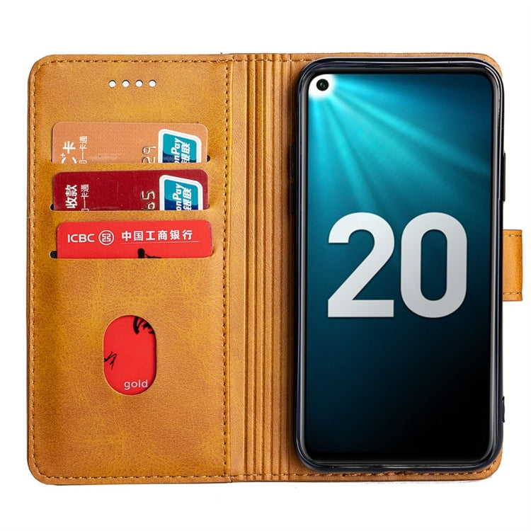 For Huawei Honor 20 Calfskin Texture Horizontal Flip Leather Case with Holder & Card Slots