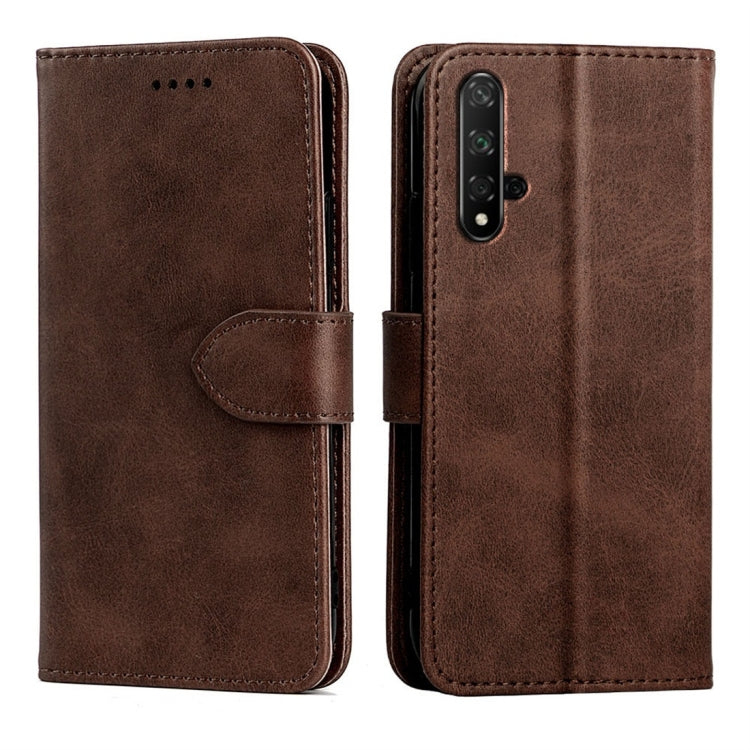 For Huawei Honor 20 Calfskin Texture Horizontal Flip Leather Case with Holder & Card Slots