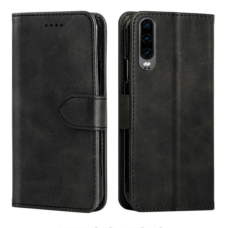 For Huawei P30 Calfskin Texture Horizontal Flip Leather Case with Holder & Card Slots