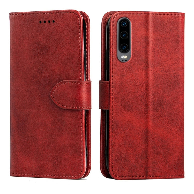 For Huawei P30 Calfskin Texture Horizontal Flip Leather Case with Holder & Card Slots