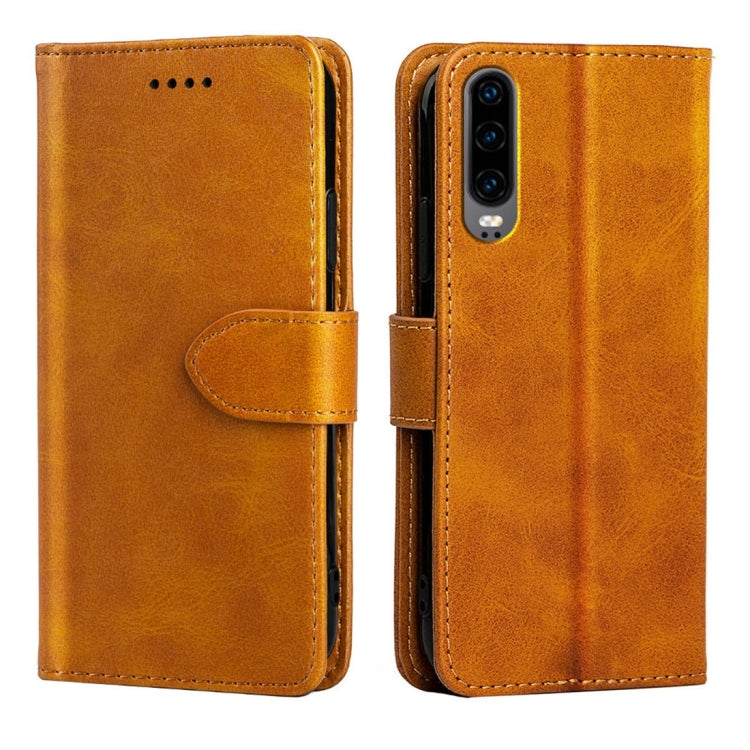 For Huawei P30 Calfskin Texture Horizontal Flip Leather Case with Holder & Card Slots